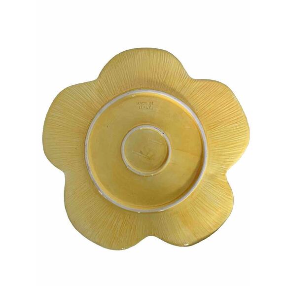 Vintage Italian Yellow Ceramic Flower Blossom Bees 3D Serving Tray - Picture 3 of 13